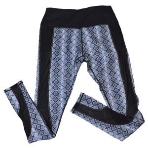 Mint Lilac Snake Print Mesh Panel Yoga‎ Leggings, Size Small